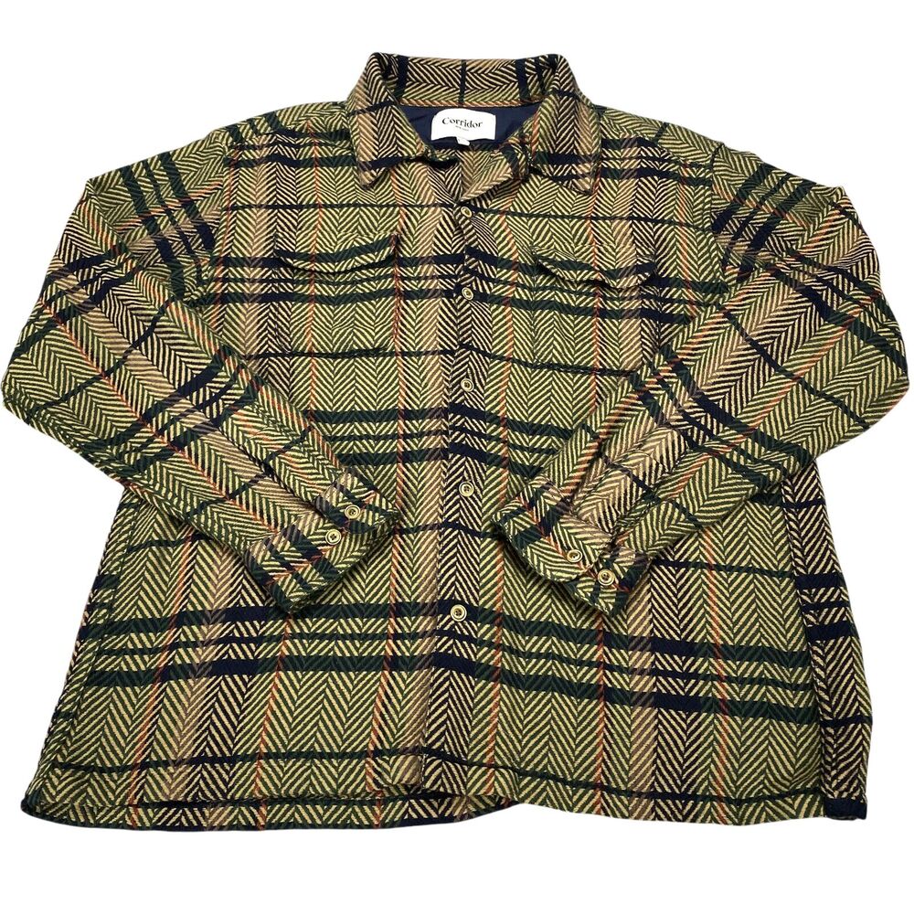 CORRIDOR New York Checked Cotton-Twill Shirt Mens Size XL Green